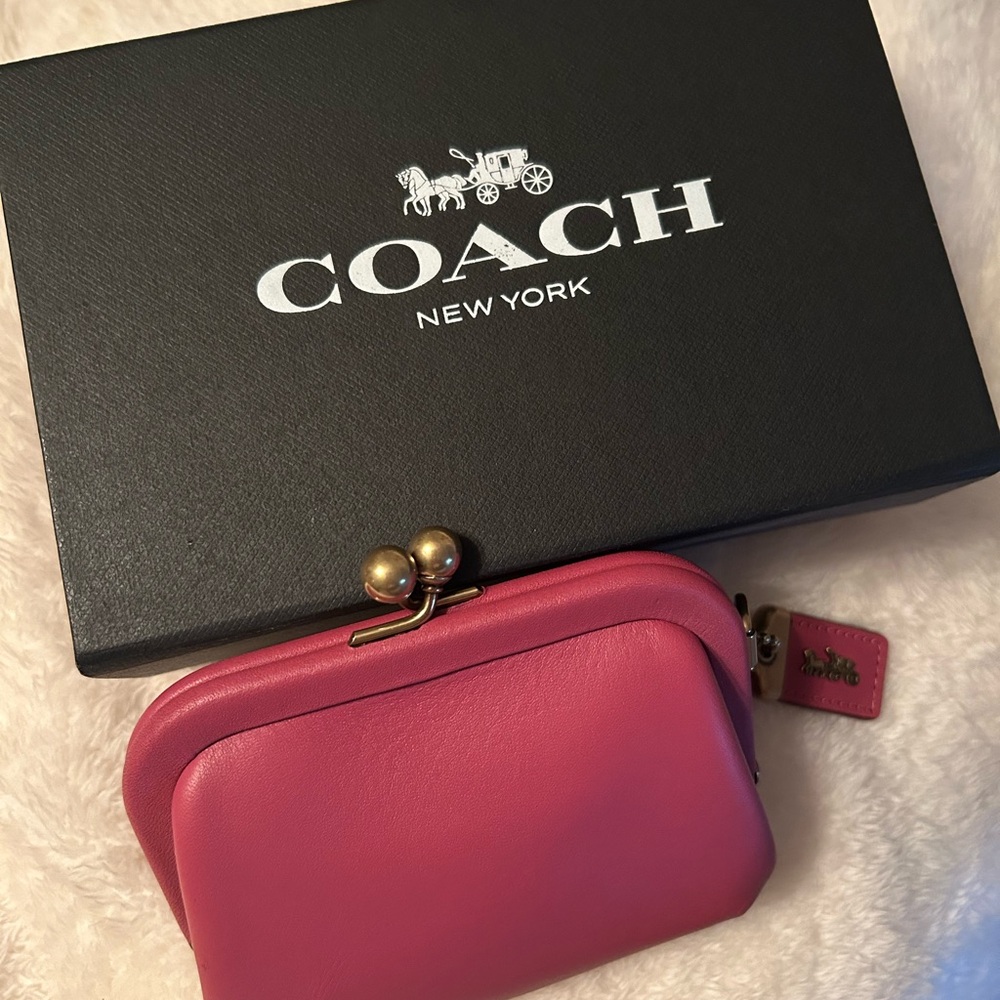 Coach Fuchsia Leather Coin Pouch